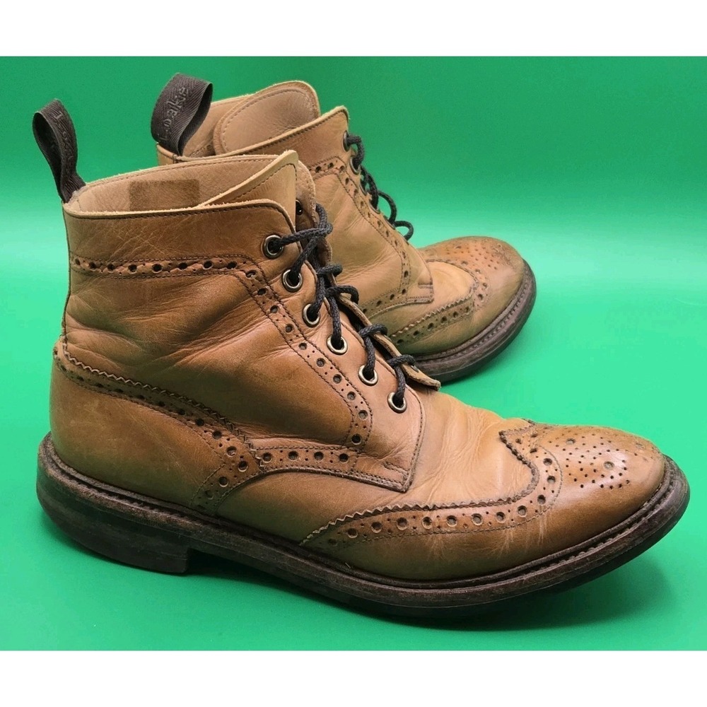 Loake 1880 'BEDALE' Wingtip Brogue Brown Leather Boots Mens Size UK 7/US 8